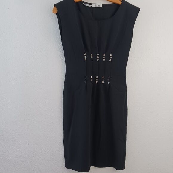 Moschino Black Wool Cocktail Dress with Sequin Detail size 4 - Picture 1 of 7